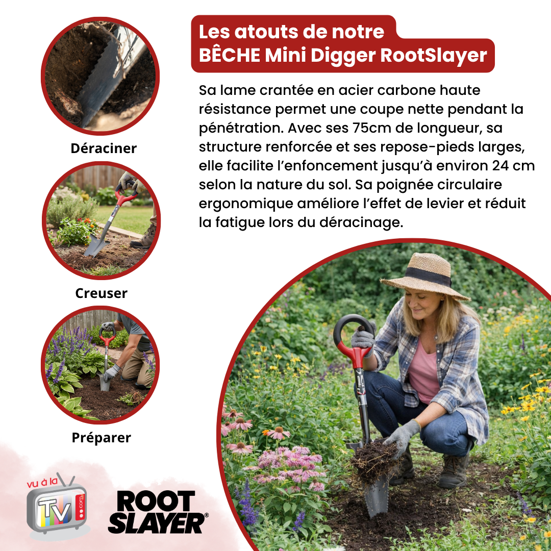 Fabro Raspberry Root Digger RootSlayer Mini Root Digger – Garden & Hard Soils